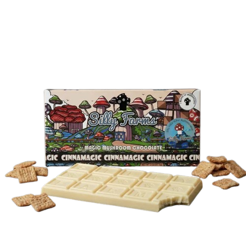 Silly Farms Cinnamagic dairy-free cinnamon mushroom chocolate bar inspired by Cinnamon Toast Crunch Silly Farms Cinnamagic dairy-free cinnamon mushroom chocolate bar inspired by Cinnamon Toast Crunch