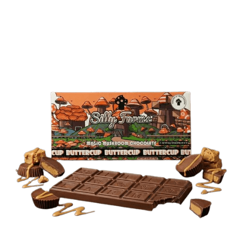 Silly Farms Buttercup peanut butter mushroom chocolate bar 7g extract Silly Farms Buttercup peanut butter mushroom chocolate bar 7g extract