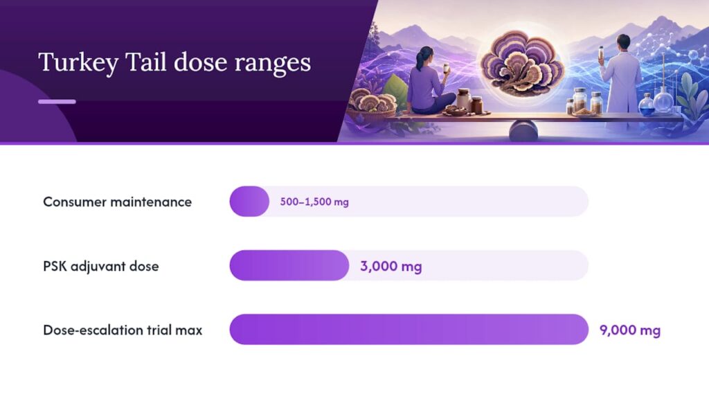 
500–1,500 mg: Turkey Tail Dosage for Consumers vs Clinical PSK
